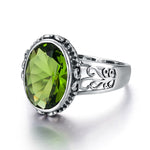 Genuine Peridot Solitaire 925 Sterling Silver Ring