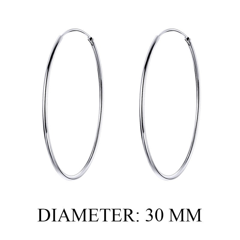 925 Sterling Silver Large Hoop Earrings