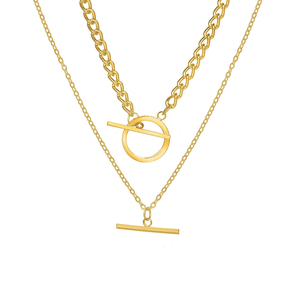 Thick Chain Toggle Clasp Necklace