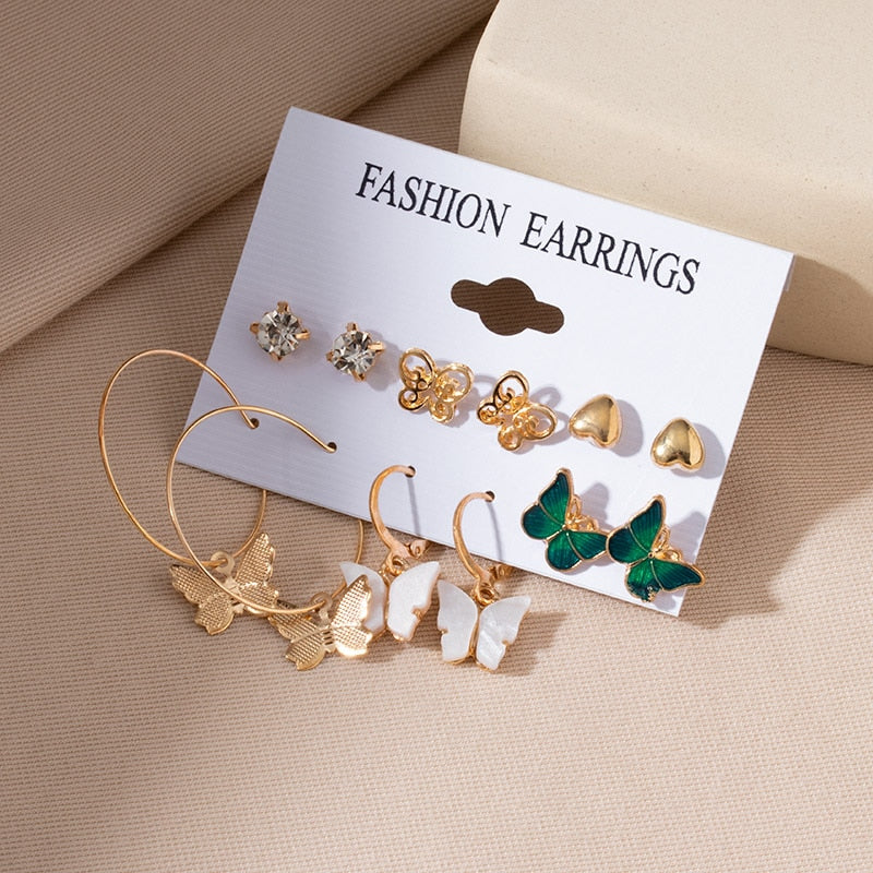 Retro Korean Geometric Earrings Set