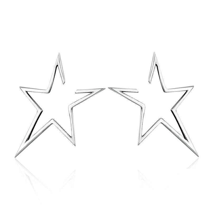 Authentic 925 Sterling Silver Exquisite Star Stud Earrings