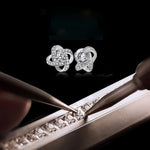 925 Sterling Silver Flower Crystal Earrings