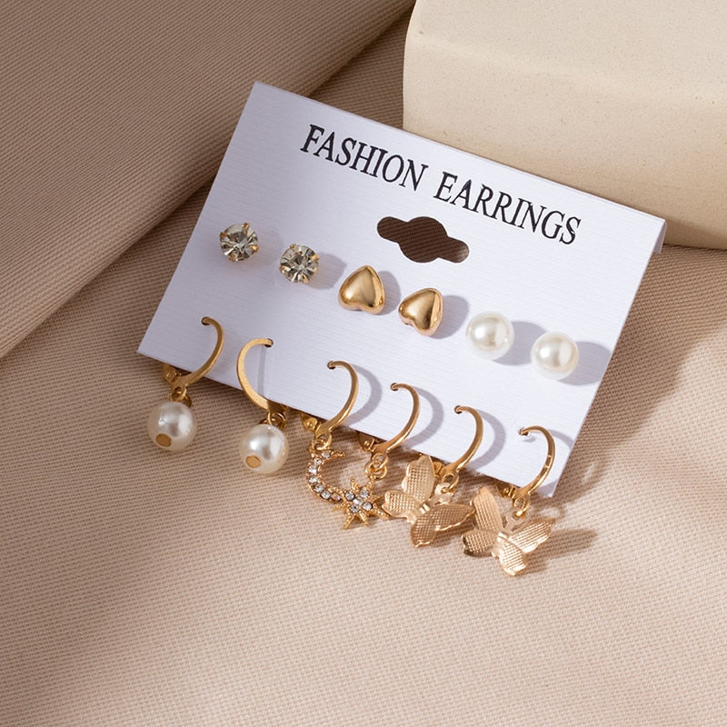 Retro Korean Geometric Earrings Set