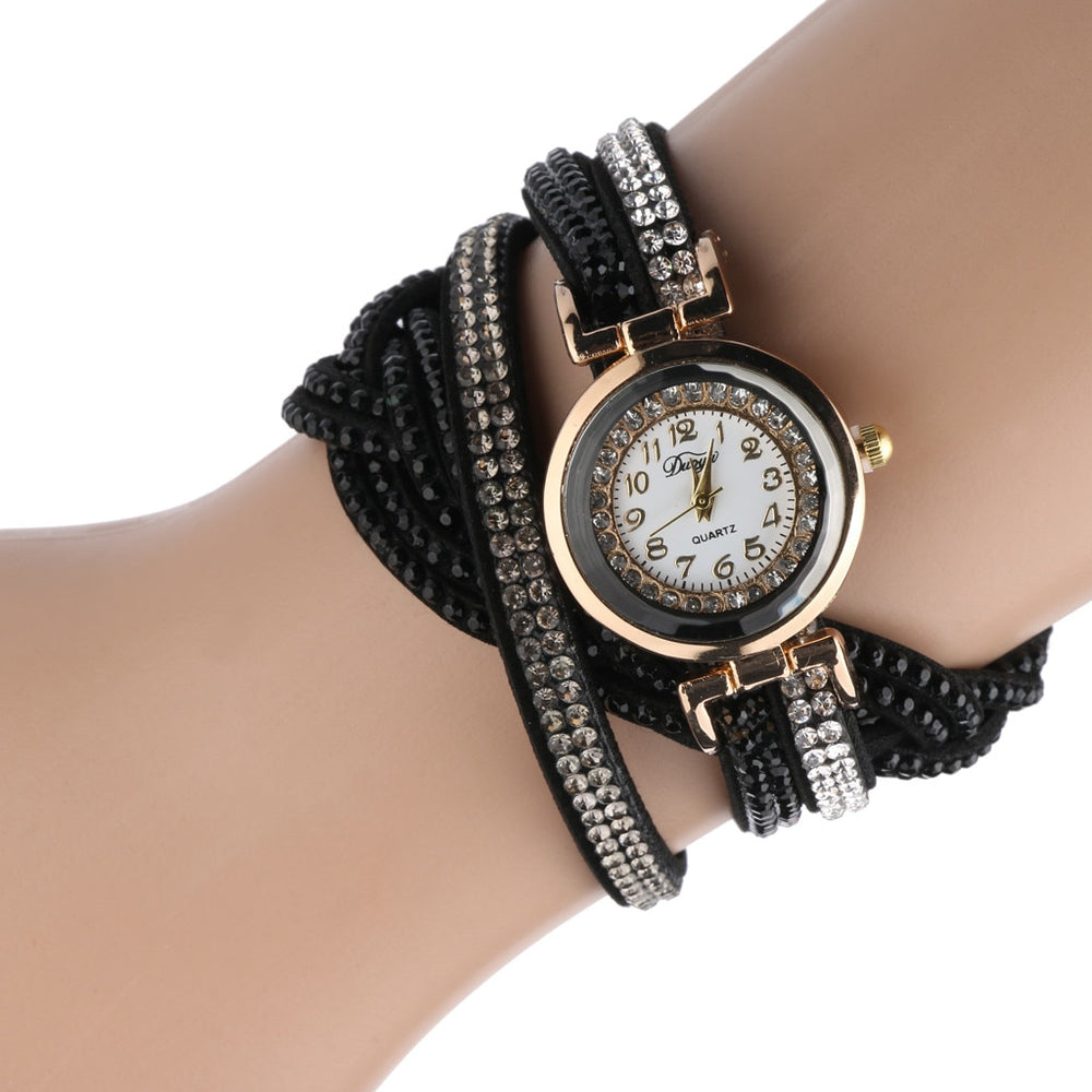 Luxury Crystal Woman Gold Bracelet Quartz Watch