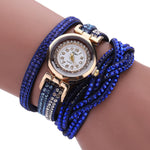 Luxury Crystal Woman Gold Bracelet Quartz Watch