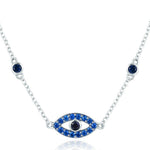 925 Sterling Silver Blue Zircon Guardian Eye Pendant Necklace