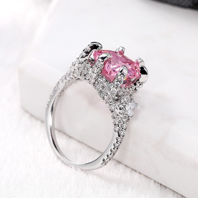 Silver-Color Bling Heart Ring