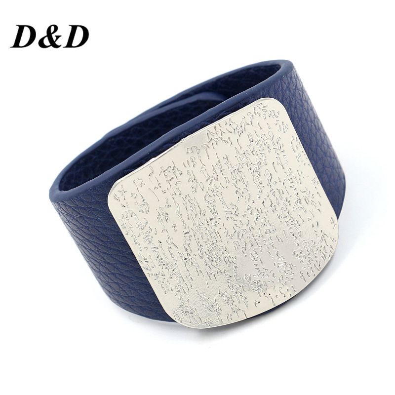 Adjustable Leather Bracelet Women with Alloy Buckle