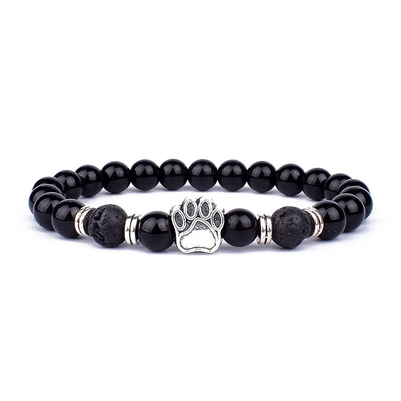 Obsidian Lion Head Charm Bracelet