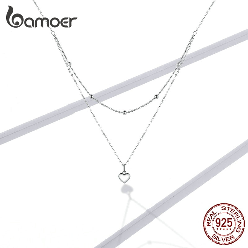 Genuine 925 Sterling Silver Double Layer Necklace