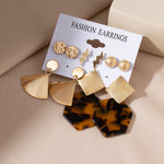 Retro Korean Geometric Earrings Set