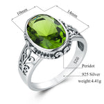 Genuine Peridot Solitaire 925 Sterling Silver Ring