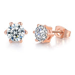 Cubic Zirconia Rose Gold Color Crystal Stud Earrings