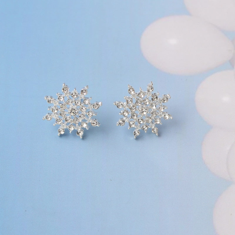 Sliver Snowflake Stud Earrings