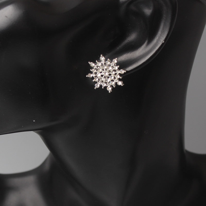 Sliver Snowflake Stud Earrings