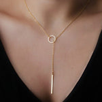 Gold Multilayer Long Strip Pendant Necklace