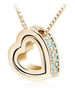 Austrian Crystal Double Heart Pendant Necklace