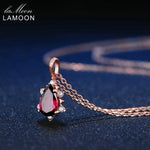 Teardrop Natural Red Garnet Gemstone 925 Sterling Silver Necklace