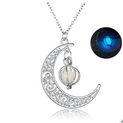 Shine Moon Luminous Stone Pendant Necklace