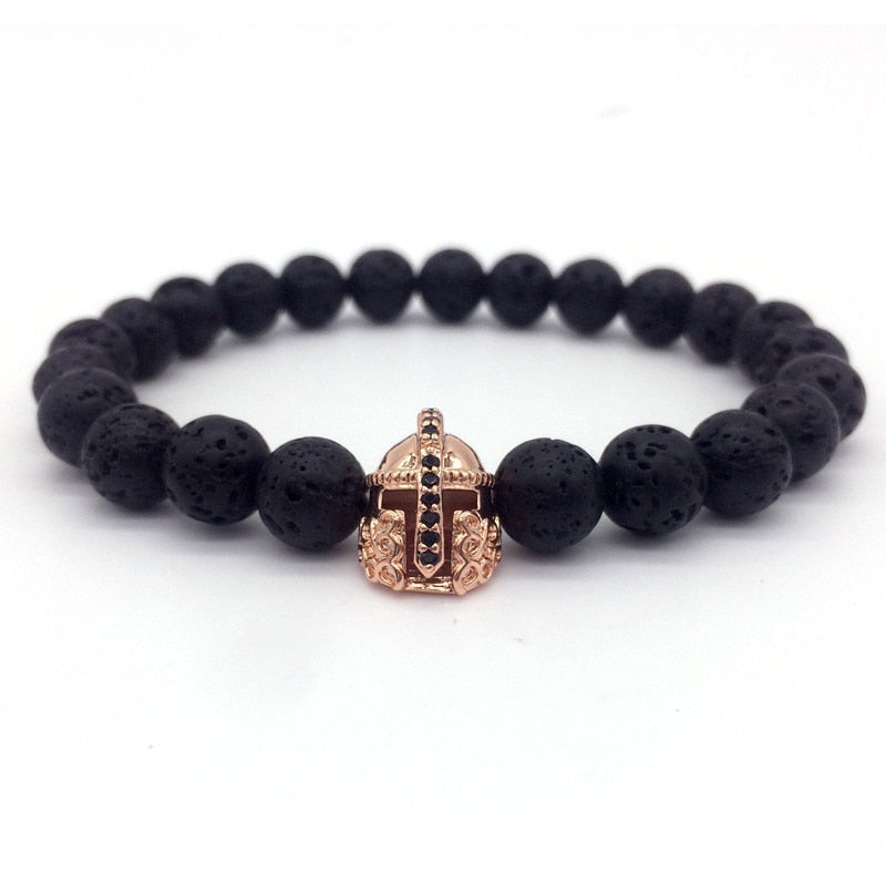 Trendy Lava Stone Imperial Crown Bracelet