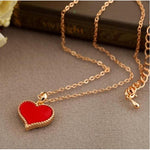 Vintage Red Heart with Love Pendant Necklace