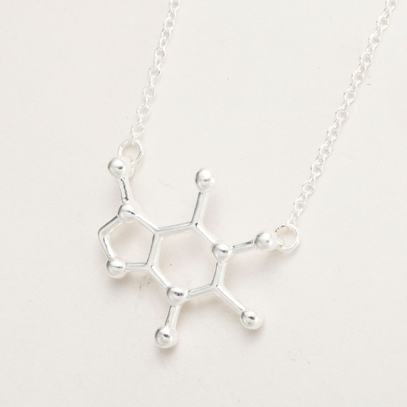 Simple Caffeine Molecule Structure Necklace