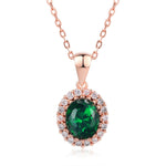 Elegant Created Rose Gold Color Green Crystal Pendant Necklace