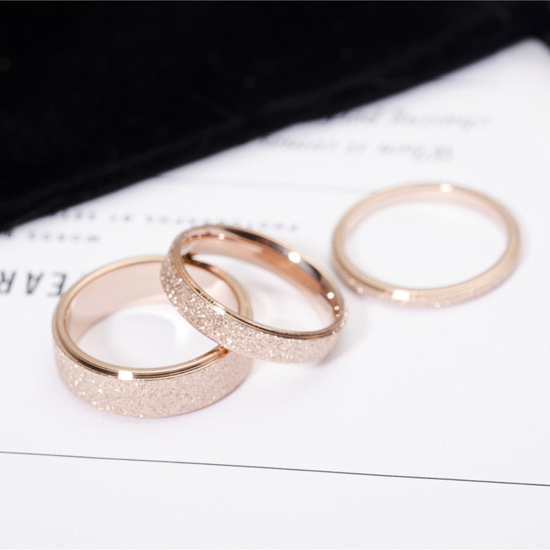 316L Stainless Steel Rose Gold Wedding Ring for Couple