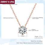 Simple Six Claw CZ Rose Gold Nickel Free Pendant Necklace