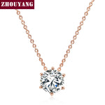 Simple Six Claw CZ Rose Gold Nickel Free Pendant Necklace