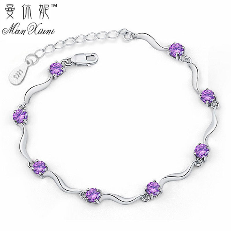 Purple Cubic Zircon Crystal Bracelet