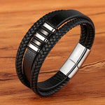 Multilayer Braided Black Leather Bracelet