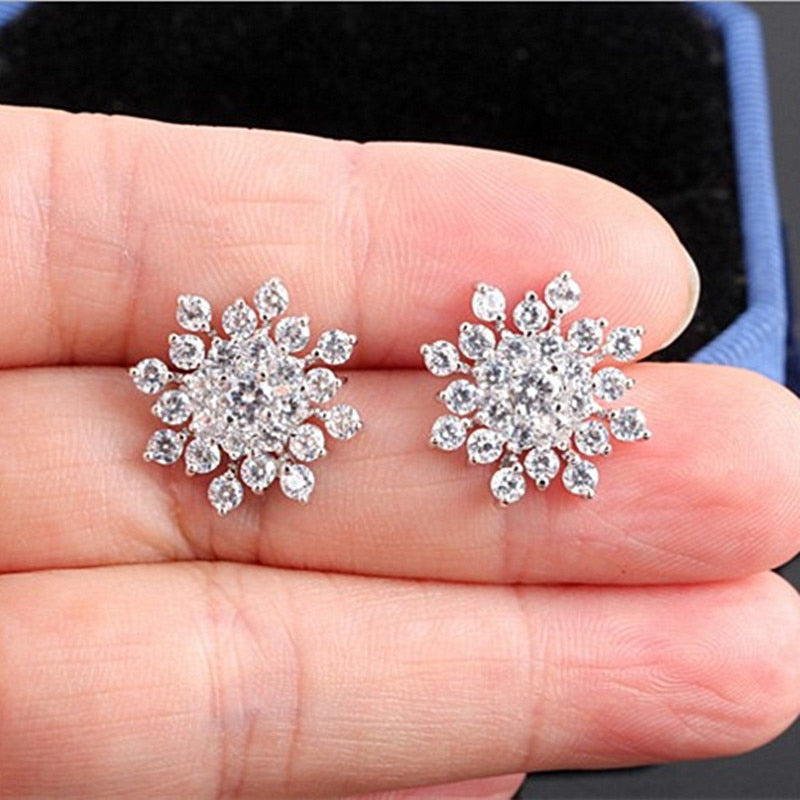 Sliver Snowflake Stud Earrings