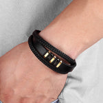 Multilayer Braided Black Leather Bracelet