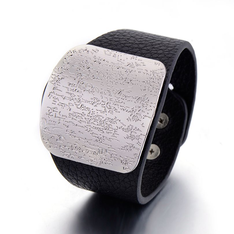 Adjustable Leather Bracelet Women with Alloy Buckle