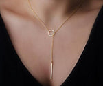 Gold Multilayer Long Strip Pendant Necklace