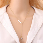 Gold Multilayer Long Strip Pendant Necklace