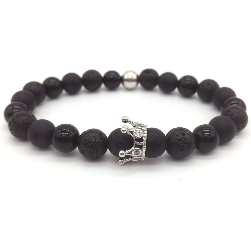 Trendy Lava Stone Imperial Crown Bracelet