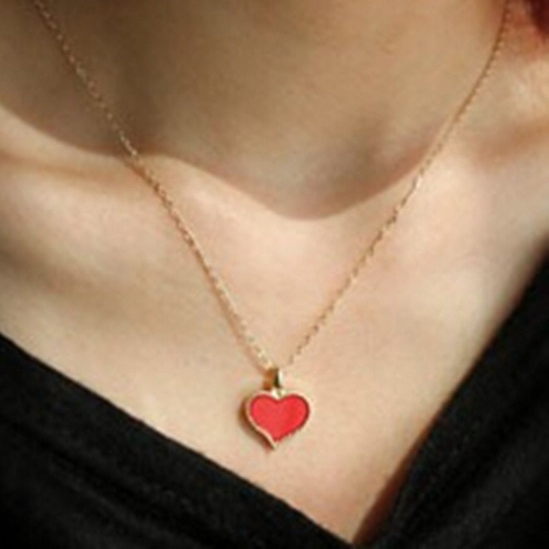 Vintage Red Heart with Love Pendant Necklace