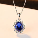 925 Silver Chain Ocean Blue Crystal Pendant Necklace