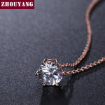 Simple Six Claw CZ Rose Gold Nickel Free Pendant Necklace