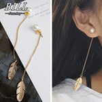 Simulated Pearls Long Tassel Dangle Earrings