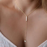 Gold Multilayer Long Strip Pendant Necklace