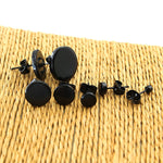 Black Plated Stainless Steel Studs Earrings