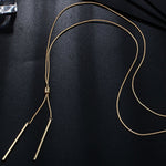 Gold-color Metal Chain Collier Long Strip Pendant Necklace