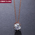 Simple Six Claw CZ Rose Gold Nickel Free Pendant Necklace