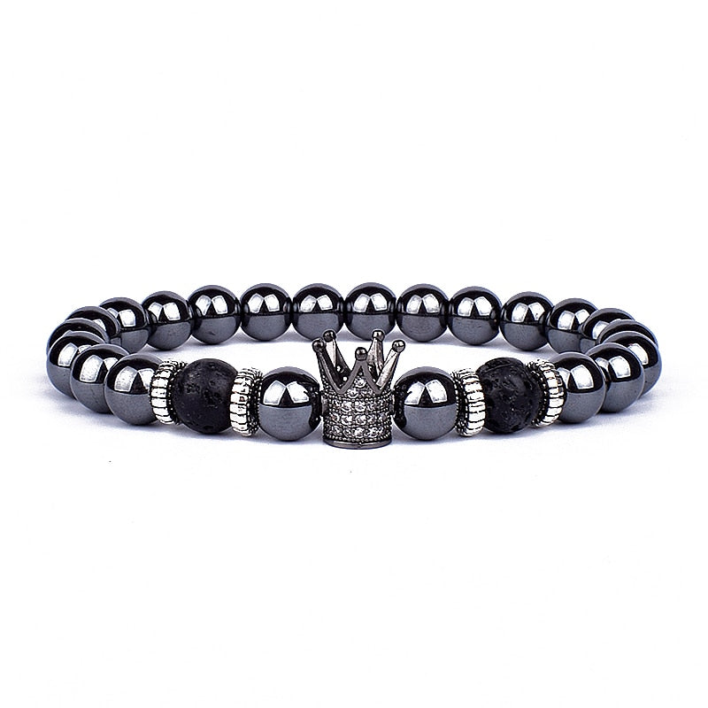 Obsidian Lion Head Charm Bracelet