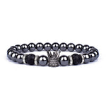 Obsidian Lion Head Charm Bracelet