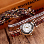 Luxury Crystal Woman Gold Bracelet Quartz Watch