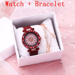 Lucky Flower Luxury Ladies Rhinestone Watches Bracelet Set